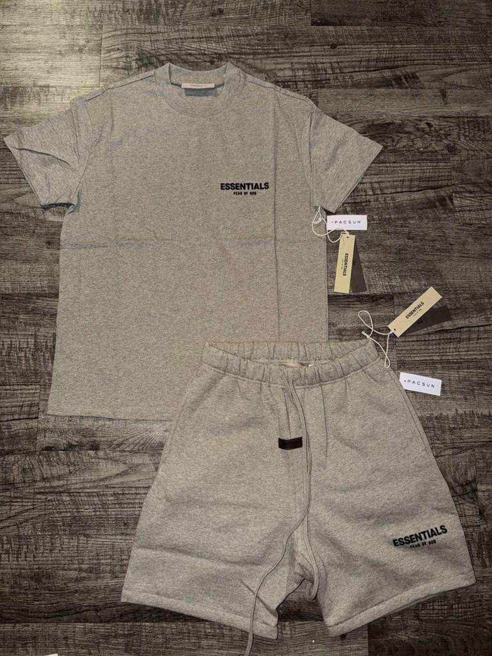 ESSENTIALS Men’s Heather Gray Athletic Shorts - Logo Casual